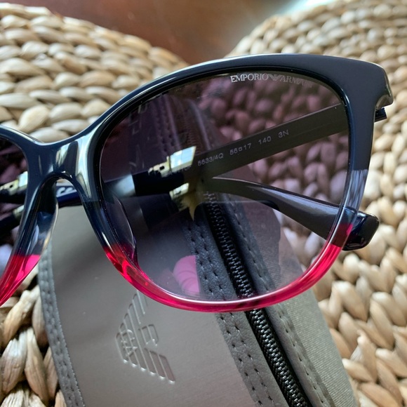 Emporio Armani EA4110F Blue Pink Frame Sunglasses - Picture 7 of 8